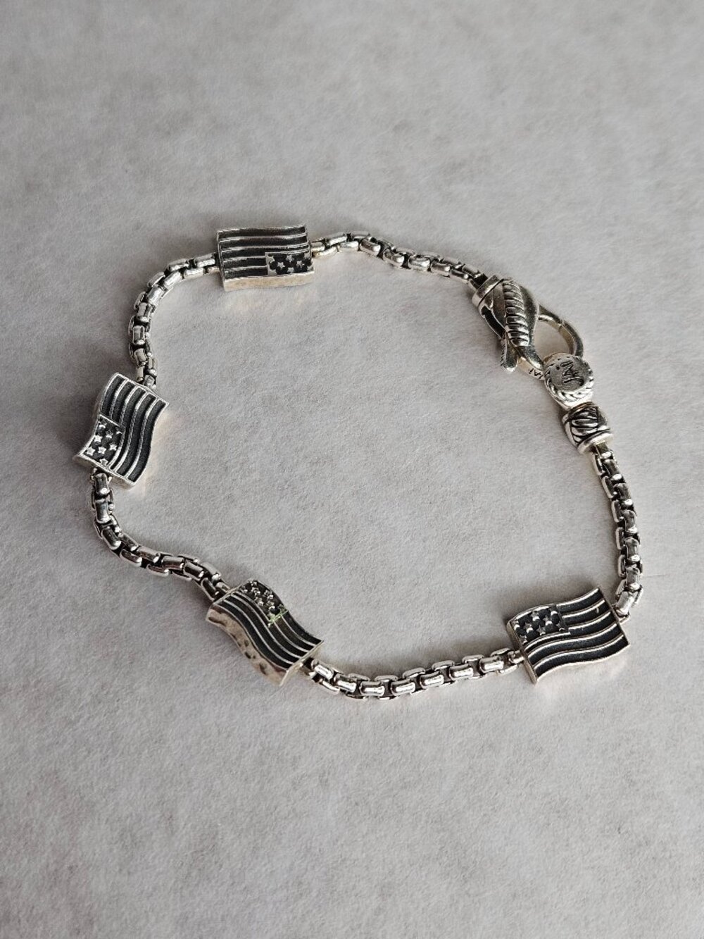 JAI by John Hardy 925 Sterling Silver American Flag Bracelet 6.5 Inches